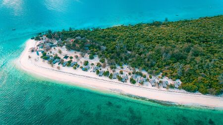 aerial view of the bawe island, Zanzibarの写真素材