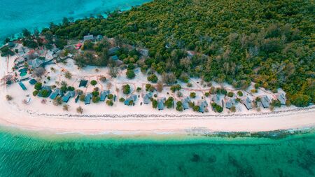 aerial view of the bawe island, Zanzibarの写真素材