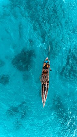 fishing in wooden dhow, Zanzibarの写真素材