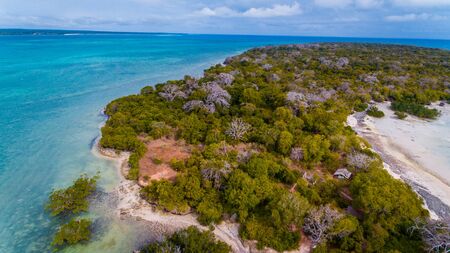 aerial view of the vundwe island in Zanzibarの写真素材