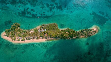 aerial view of the chapwani island in Zanzibarの写真素材