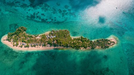 aerial view of the chapwani island in Zanzibarの写真素材