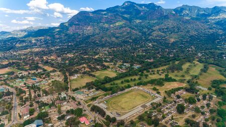 aerial view of the morogoro townの写真素材
