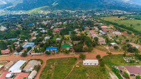 aerial view of the morogoro townの写真素材