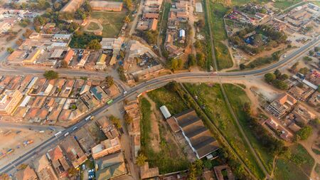 aerial view of the morogoro townの写真素材