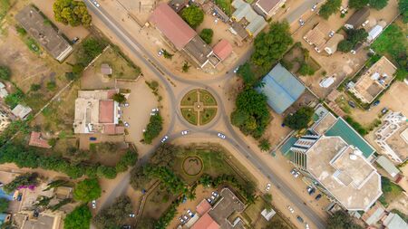 aerial view of the morogoro townの写真素材