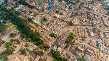 aerial view of the morogoro townの写真素材