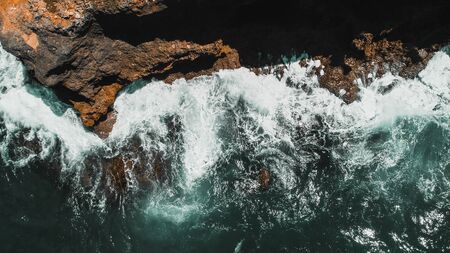 aerial view of ocean waves, Dar es Salaamの写真素材