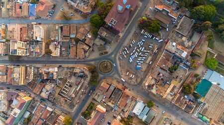 aerial view of the morogoro townの写真素材