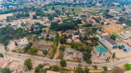 aerial view of the morogoro townの写真素材