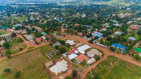 aerial view of the morogoro townの写真素材