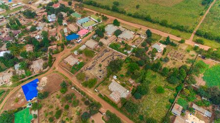 aerial view of the morogoro townの写真素材