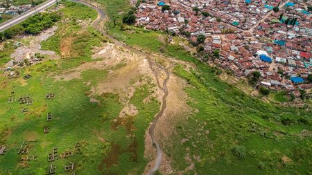 aerial view of jangwani areaの写真素材