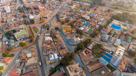 aerial view of the morogoro townの写真素材