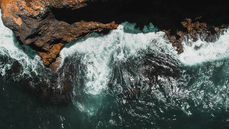 aerial view of ocean waves, Dar es Salaamの写真素材