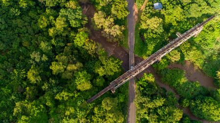 Aerial view of endless lush pastures and farmlands of morogoro town, Tanzaniaの写真素材