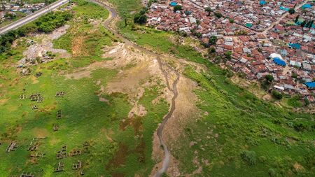 aerial view of jangwani areaの写真素材