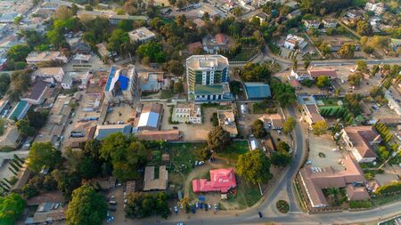 aerial view of the morogoro townの写真素材