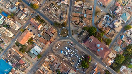 aerial view of the morogoro townの写真素材
