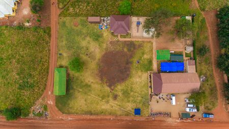 aerial view of the morogoro townの写真素材