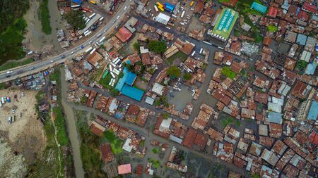 Aerial view of flood scene in Dar Es Salaam, Tanzaniaの写真素材