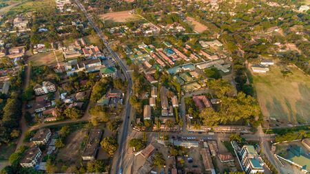 aerial view of the morogoro townの写真素材