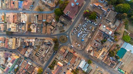 aerial view of the morogoro townの写真素材