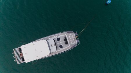 aerial view of the luxurios yatchの写真素材