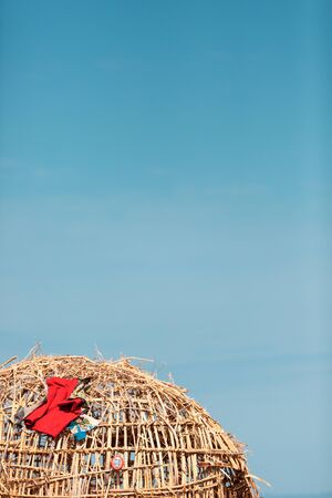 fishing village neaby Lake Turkana, kenyaの写真素材
