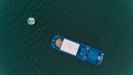 aerial view of the luxurios yatchの写真素材
