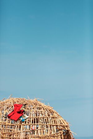 fishing village neaby Lake Turkana, kenyaの写真素材