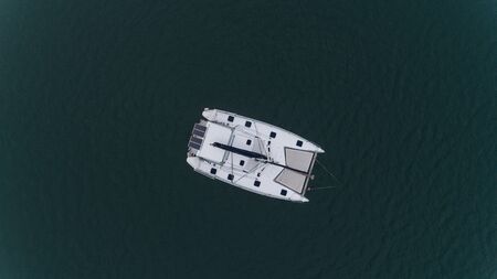 aerial view of the luxurios yatchの写真素材
