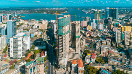 aerial view of the haven of peace, city of Dar es Salaamのeditorial素材