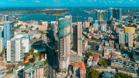 aerial view of the haven of peace, city of Dar es Salaamのeditorial素材