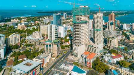aerial view of the haven of peace, city of Dar es Salaamのeditorial素材