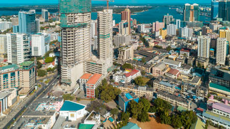 aerial view of the haven of peace, city of Dar es Salaamのeditorial素材