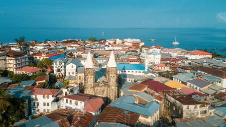 aerial view of the stone town in Zanzibarのeditorial素材