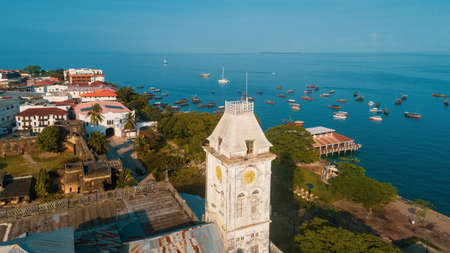 aerial view of the stone town in Zanzibarのeditorial素材