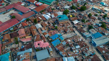 aerial view of the local settlement in Dar es salaam.の写真素材