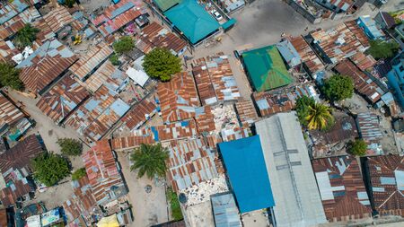 aerial view of the local settlement in Dar es salaam.の写真素材
