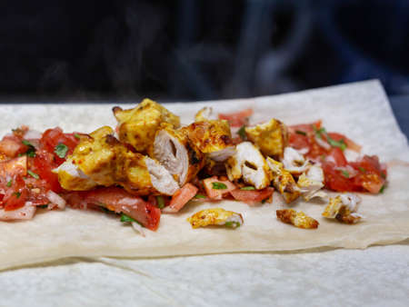 Preparing oriental street food, close-up. Selective focusの写真素材