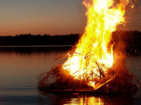 Midsummer bonfire in Finland