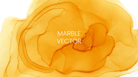 Orange marble art web background. Vector alcohol ink illustration template.のイラスト素材