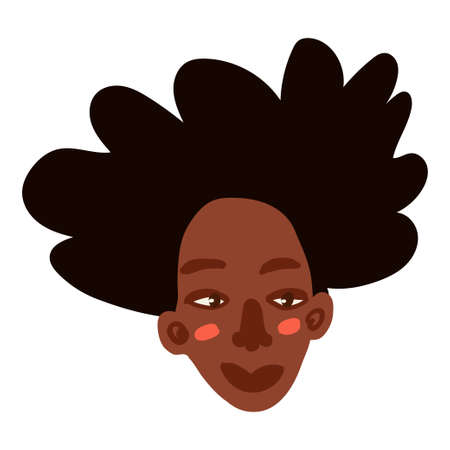 Female face sticker handdrawn illustration. Funny face and hairstyleのイラスト素材