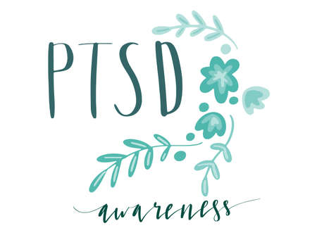 PTSD Awareness hand lettering vector illustration in scriptのイラスト素材