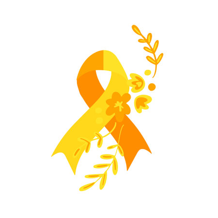 World suicide prevention day awareness and support ribbon in orange and yellow color isolatedのイラスト素材