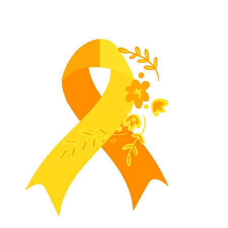 World suicide prevention day awareness and support ribbon in orange and yellow color isolatedのイラスト素材