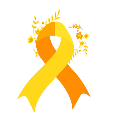 World suicide prevention day awareness and support ribbon in orange and yellow color isolatedのイラスト素材
