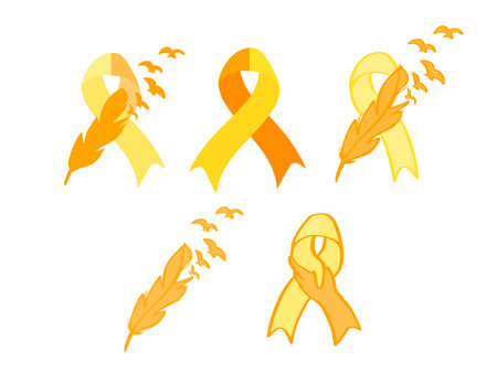 World suicide prevention day awareness and support ribbon in orange and yellow color isolatedのイラスト素材