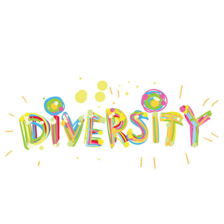 diversity lettering handwritten multicolor scribble style isolatedのイラスト素材